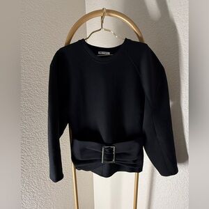 Zara Black Ribbed Sweatshirt